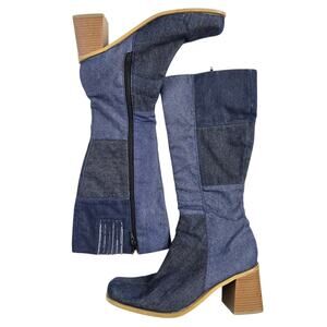 Vintage Women Splash Y2K Denim Patchwork Boots Festival Chunky Bratz Indie 9